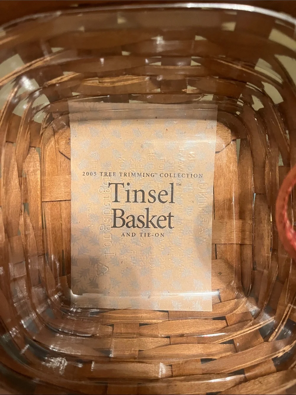 Longaberger Red-Trim 2005 Tree Trimming Tinsel Woven Basket
